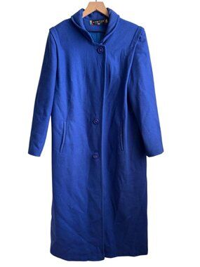Vintage Komitor Royal Blue Full Length Wool  Coat Size 14 Mint Condition